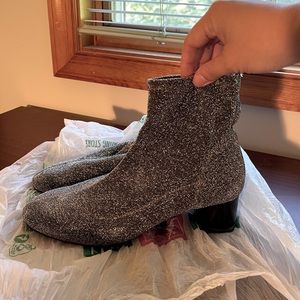 Zara Silver Glitter Stretchy Ankle Boots EU36